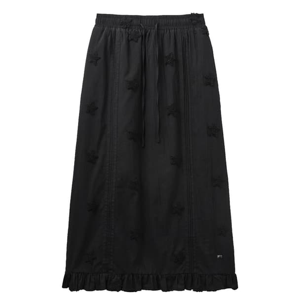 렌세 스타 프릴 롱스커트 블랙