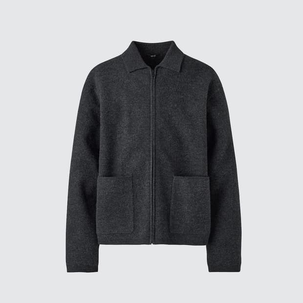 [새상품/L] 유니클로 니트풀집재킷 다크그레이