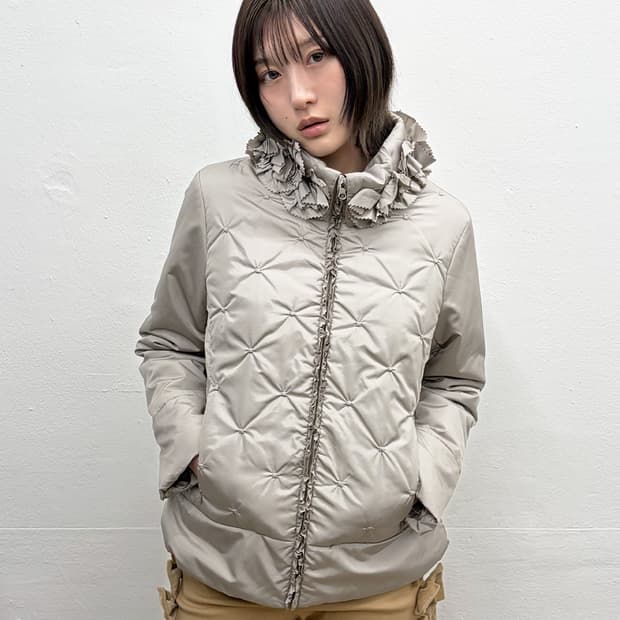 빈티지 플로럴 칼라 퀼티드 자켓