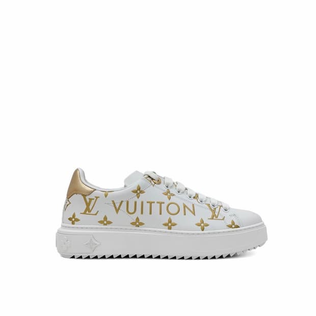[38] 루이비통 여성 레터링 로고 타임아웃 로우탑 스니커즈 화이트 골드