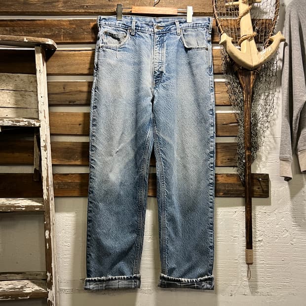 [36]칼하트 USA Made 체크 라이닝 빈티지 워싱 워크 데님 팬츠