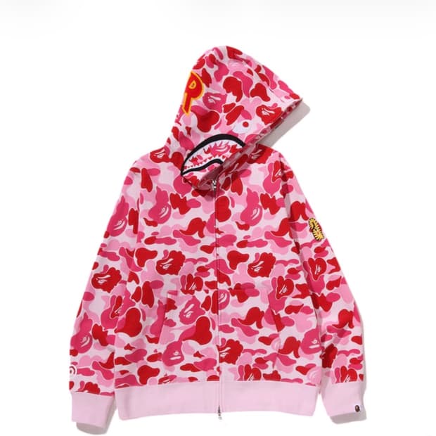 베이프 샤크후드집업 핑크