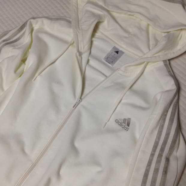 빈티지 아디다스 삼선 아이보리 카키브라운 져지 후드집업 L