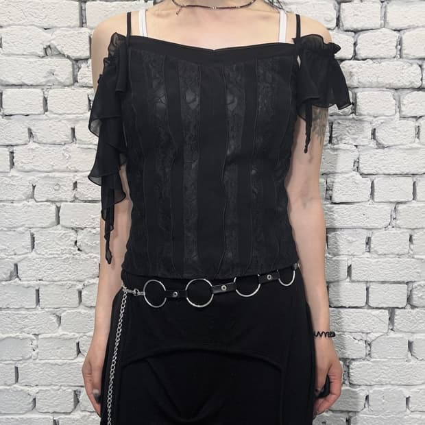 Lace Off-Shoulder Frill Top