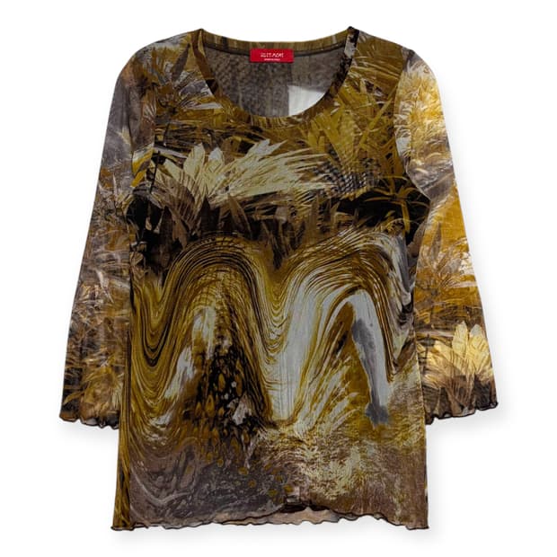 빈티지 패턴 메쉬 레이어드 티셔츠