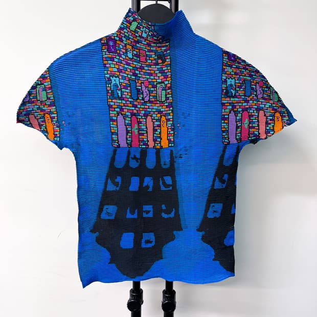 미 이세이 미야케 처치 프린티드 플리츠 탑