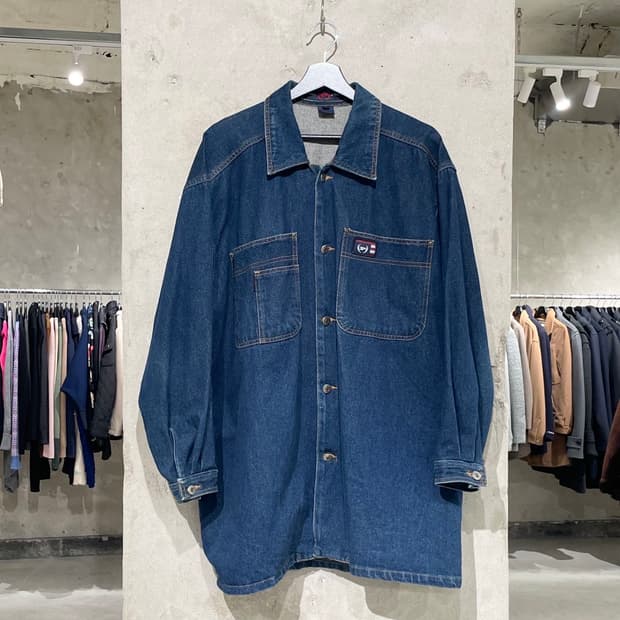 팻 팜 진청 워크 오버 데님 셔츠 자켓