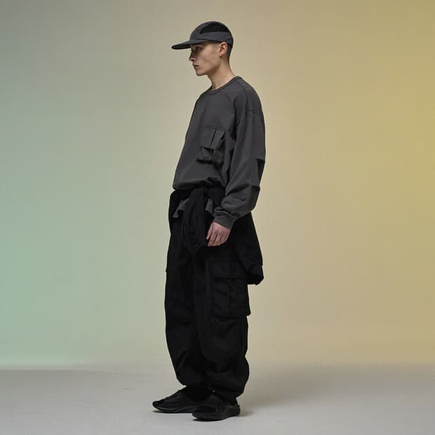 모이프 매거진 포켓 롱슬리브 긴팔 티셔츠 차콜 3사이즈