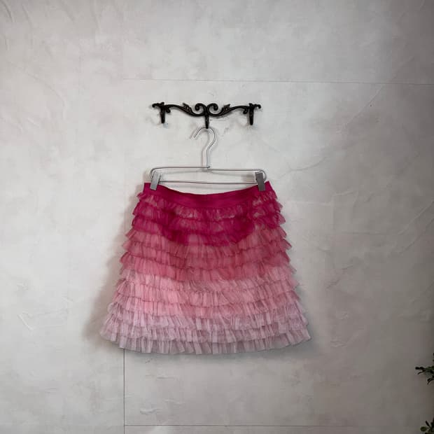 Pink gradient ruffle tutu skirt