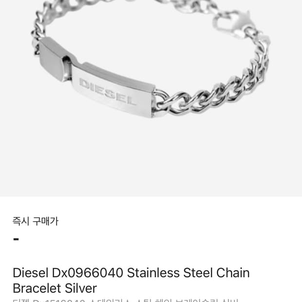 DIESEL 디젤 스틸 체인 팔찌 실버