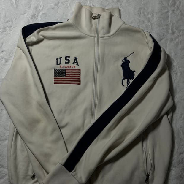 폴로 빅포니 성조기 화이트 져지 S