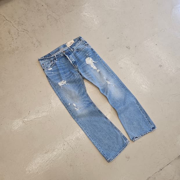 HOLLISTER 홀리스터 데님 부츠컷 연청 데미지 빈티지 36인치