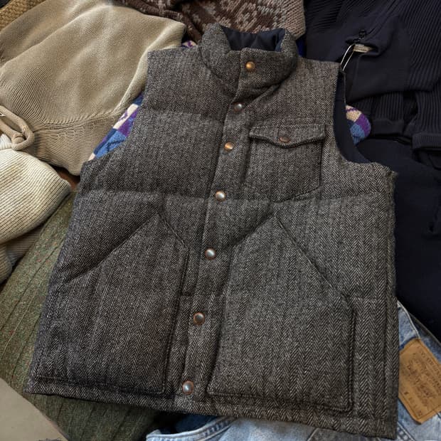 맨즈 비기 BY 타케오키쿠치 헤링본 패턴 리버서블 베스트 