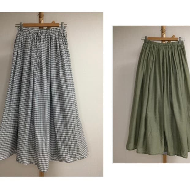 빈티지 체크 롱 스커트