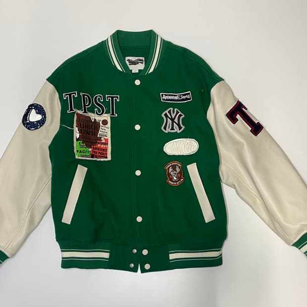 그린 뉴욕 양키스 패치 바시티 자켓 L