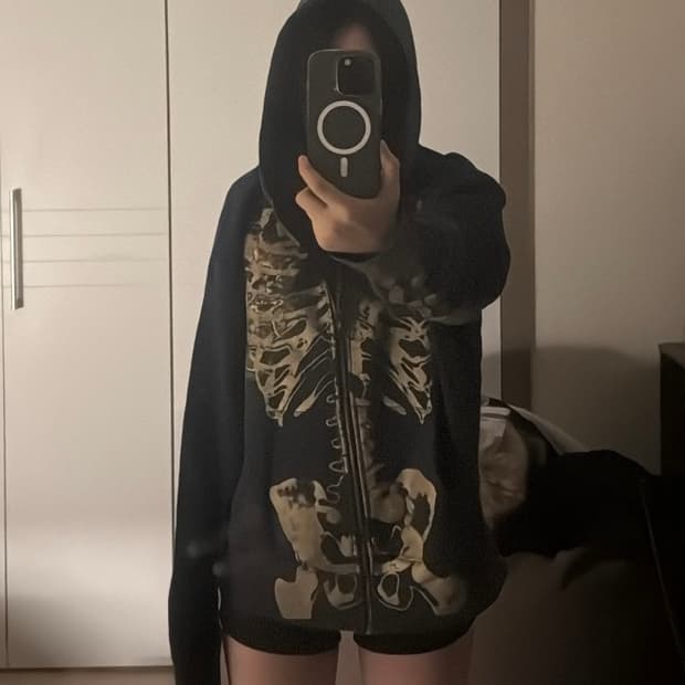Ed hardy 본프린팅 후드집업