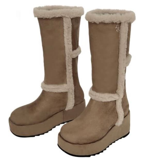 루루서울 러브 크로스 퍼 부츠 (Love Cross Fur Boot)