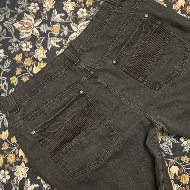 블랙데님 자수 힙팬