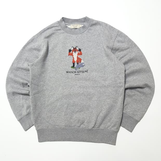 메종키츠네 픽셀 폭스 스웻셔츠 맨투맨 그레이