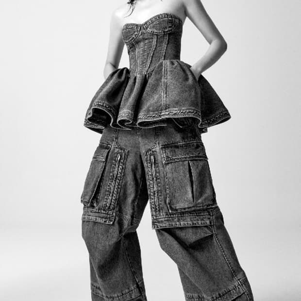 JUUN.J 준지 데님 코르셋 뷔스티에