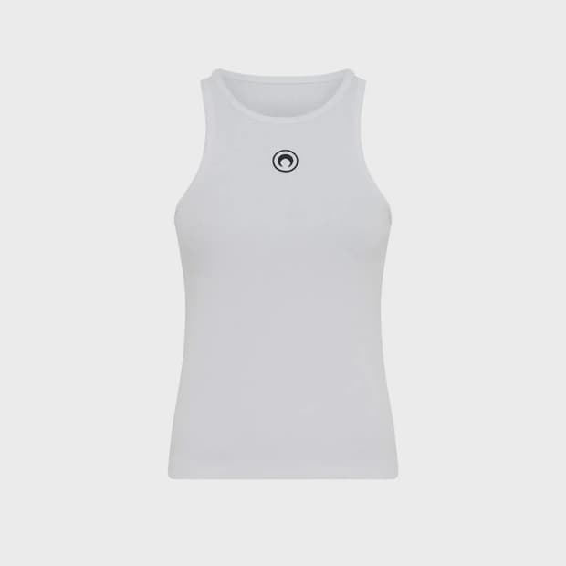 원가20) 마린세르 (W) 문 로고 리브드 탱크탑 화이트