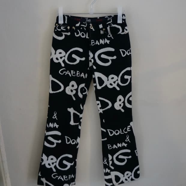 D&G Logo Print Black Pants