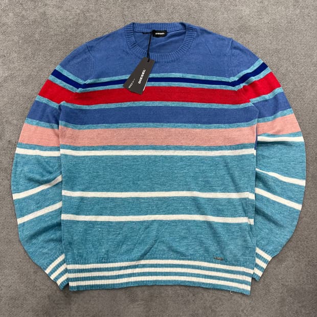 L 새상품 디젤 멀티컬러 린넨 니트