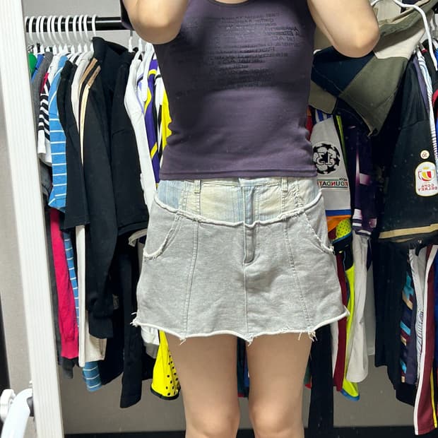 마뗑킴 데님 스웻 스커트