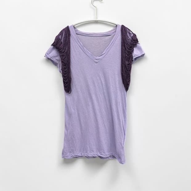 SACAI AD2009 fringe shoulder t-shirt