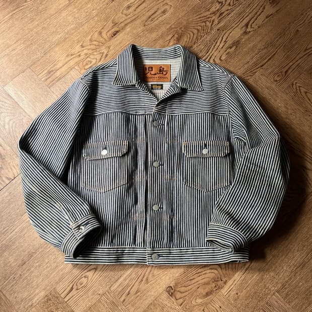 [L]코지마진즈 재팬메이드 21oz 히코리 2세대 데님 트러커 자켓