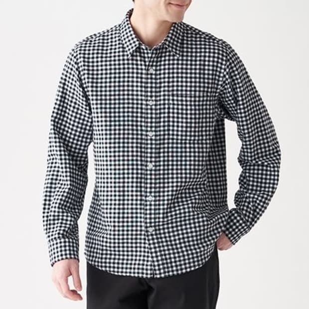 무인양품 Muji 깅엄 체크 셔츠 블랙 L (100)