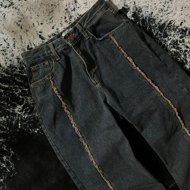 테슬 와이드데님팬츠