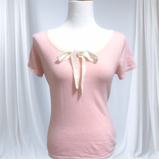 빈티지 히메갸루 스나계 반팔 니트