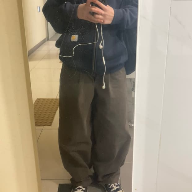 브라운 데님 팬츠 브라운 코튼 팬츠 원턱 브라운 팬츠 데님 커브드 데님