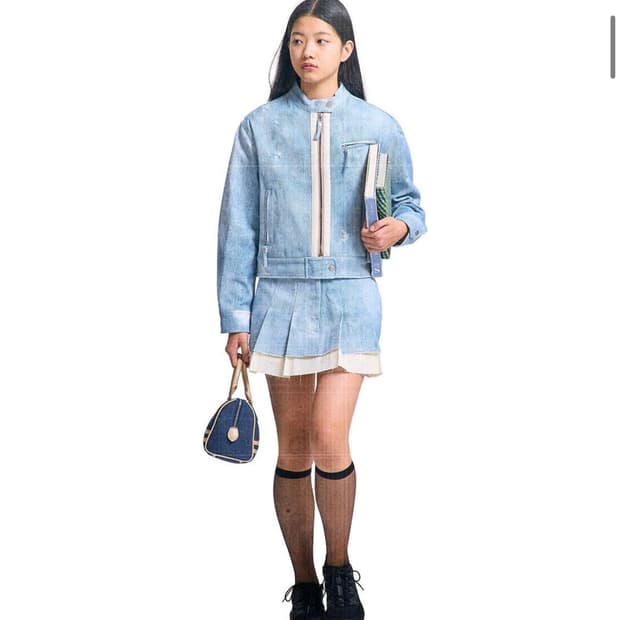 파르티멘토우먼 데님 레이싱 자켓