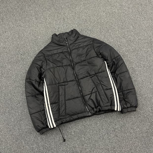 S) 아디다스 파이어버드 로고 블랙 다운 패딩