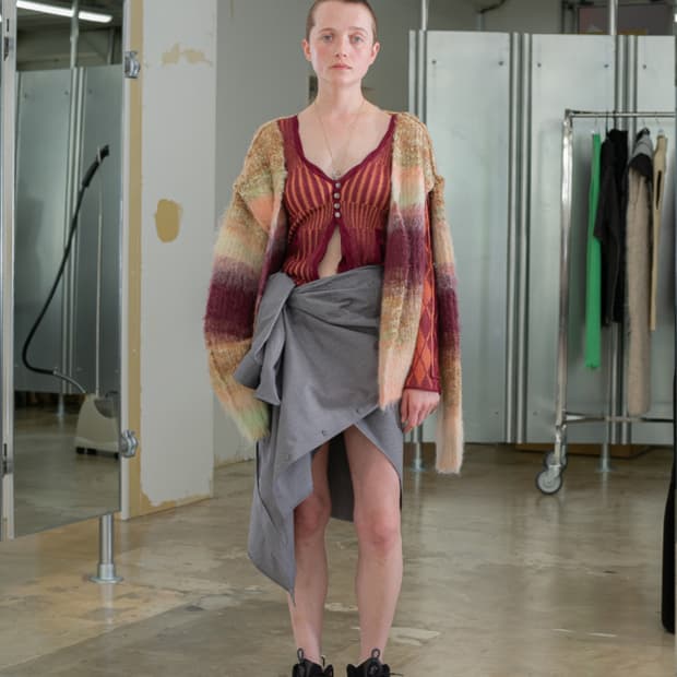 퍼버즈 그라디언트 와이드 스트라이프 가디건