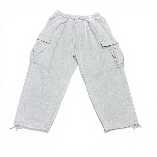 M-L 모노플로우 그레이 와이드 카고 스웻팬츠