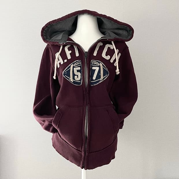 Abercrombie & Fitch 아베크롬비 레드 버건디 후드 집업