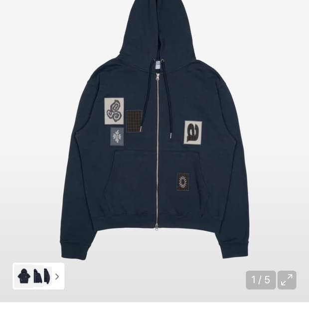 더콜디스트모먼트 TCM frame hooded zip-up (navy)