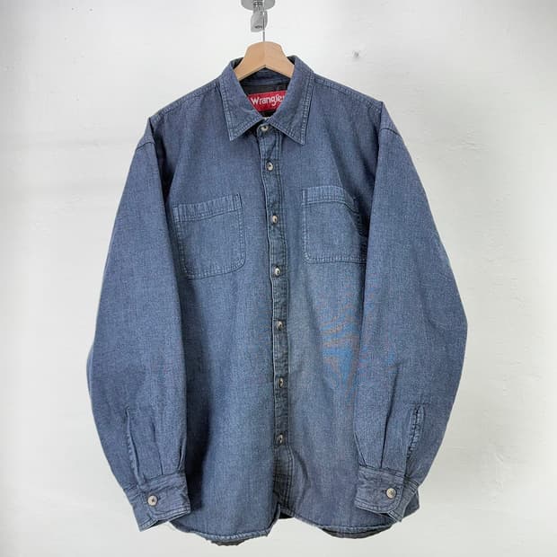 랭글러 네이비 클래식 퀼팅 트러커 데님 셔츠 자켓