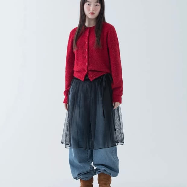 오헤시오 포인트 벨트 랩 스커트 블랙