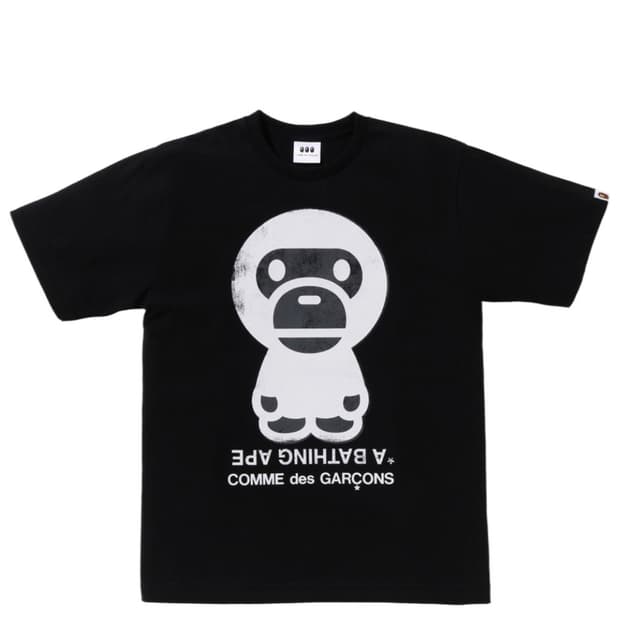 베이프 x 꼼데가르송 오사카 빅 베이비 마일로 티셔츠 블랙