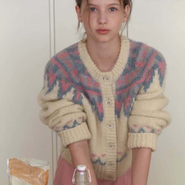 텍O/리엘 노르딕 Lodge nordic knit cardigan