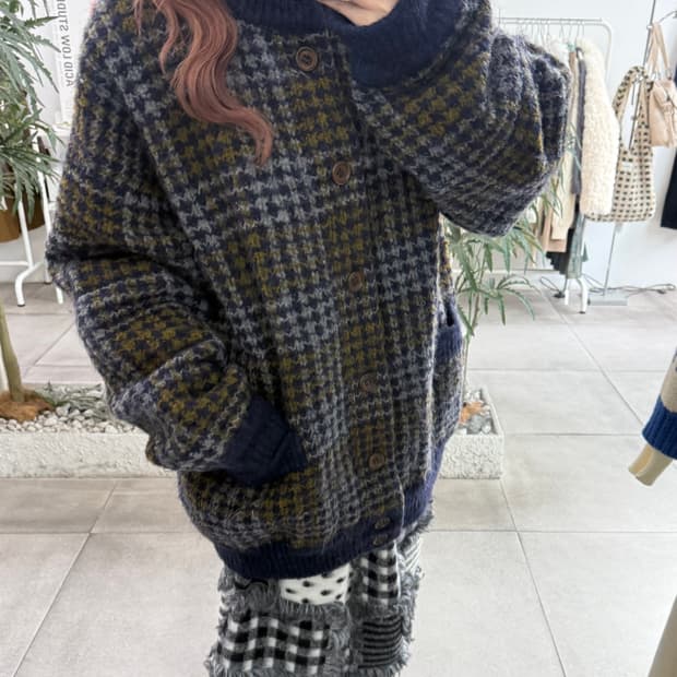 미쏘니 리버시블 울 모헤어 니트 패딩 점퍼 자켓