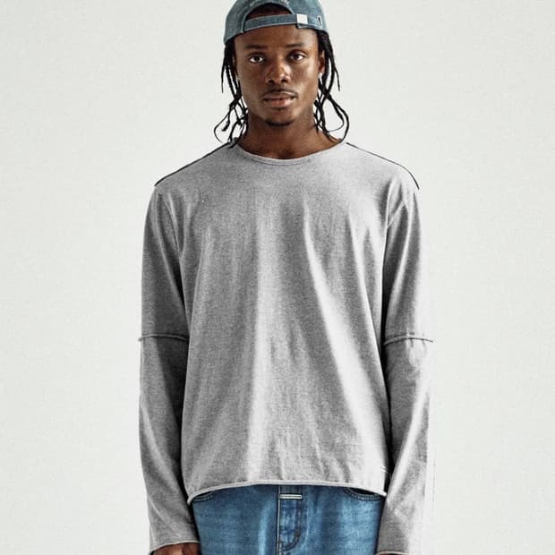 더바이닐하우스 CUT-OFF LAYERED LS TEE GREY (S)