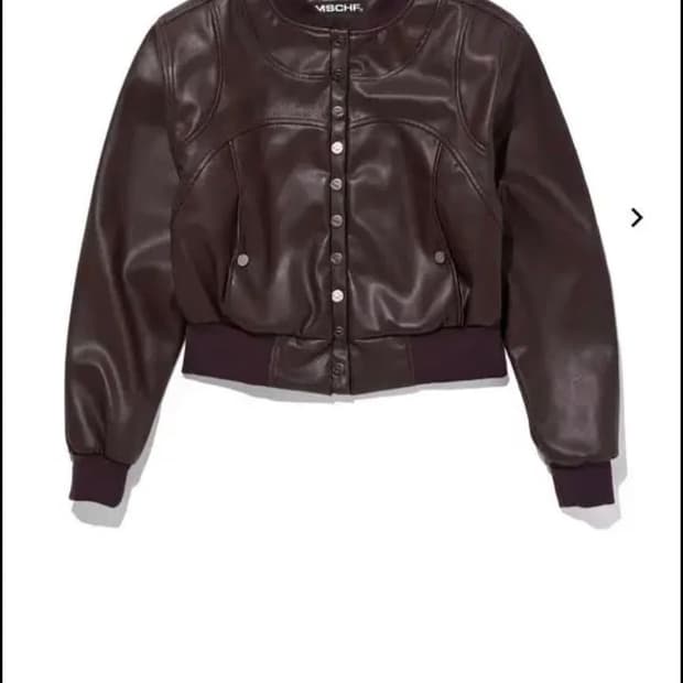 미스치프 레더 봄버 자켓 버건디 M