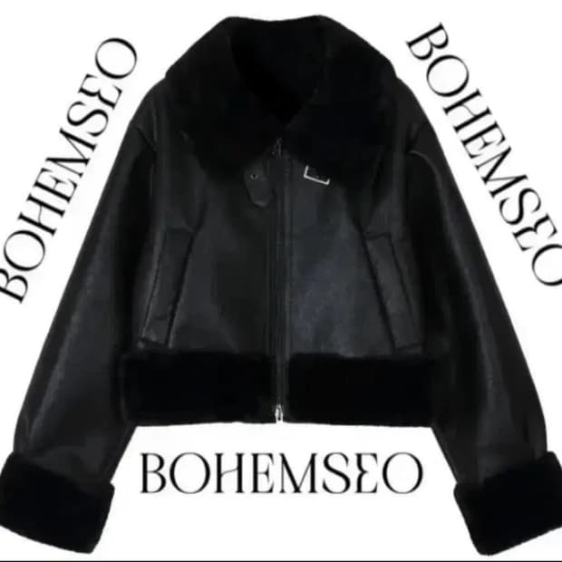 보헤미안서울 숏 무스탕 블랙 22fw