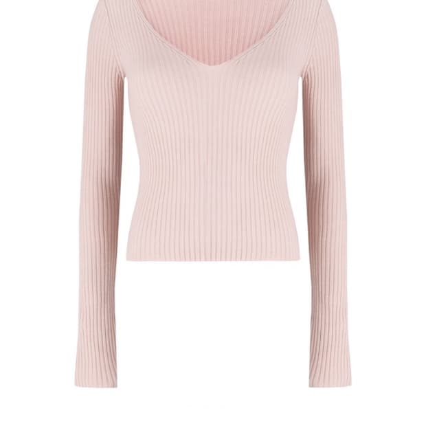 델라인 Mabye 딥브이넥 니트 핑크