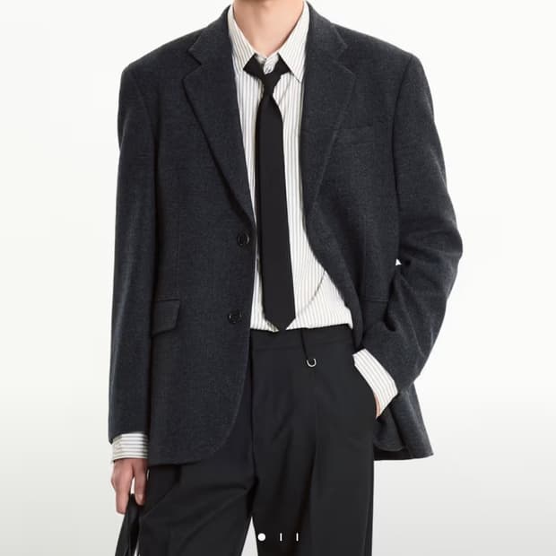 (새상품) TNGT / 25FW 울 헤링본 자켓 다크그레이 / 105